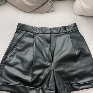Black Leather Women Shorts